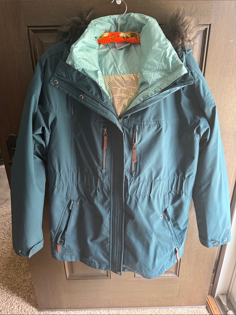 Women's Teal Winter Parka Jacket - Waterproof Insulated Coat